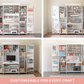 DreamBox - Collage of a customizable storage system with shelves and cabinets in various configurations. - 26818807169086