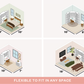 DreamBox - Isometric room layouts with dimensions and furniture, indicating flexibility in space. - 26818808348734