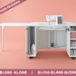 White sewing table with a sewing machine on a pink background [Standard]